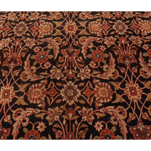 Late 19th Century Authentic 19th Century Persian Kirman Botanic Handmade Wool Rug For Sale - Image 5 of 9
