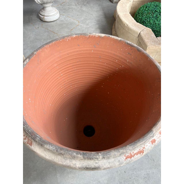 A Single French Terracotta Anduze Planter With Antiqued Gray White Finish For Sale - Image 11 of 15