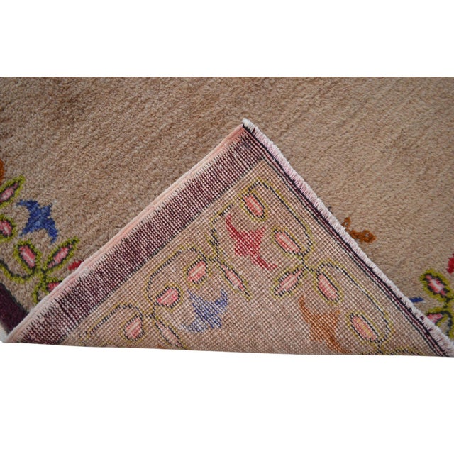 1960s Handmade Area Rug Turkish Rug Natural Camel Wool Rug 4′8″ X 7′3″ For Sale - Image 10 of 12