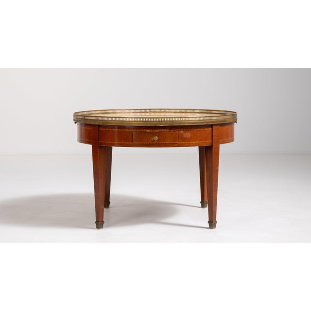 Louis XVI Bouillotte Coffee Table with Marble Top and Brass Accents, Neoclassical Style, France, Early 20th Century For Sale - Image 9 of 17