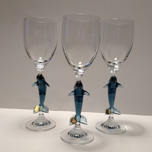 Yurana Crystal Dolphin Wine Glasses Set of 3 Chairish