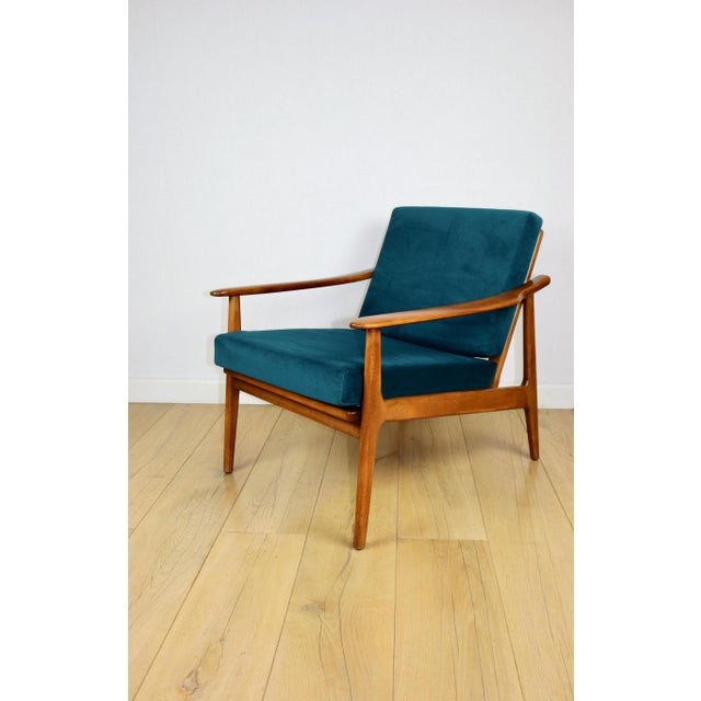 Wood Vintage Danish Loft Lounge Chair in Sea Green, 1970s For Sale - Image 7 of 11