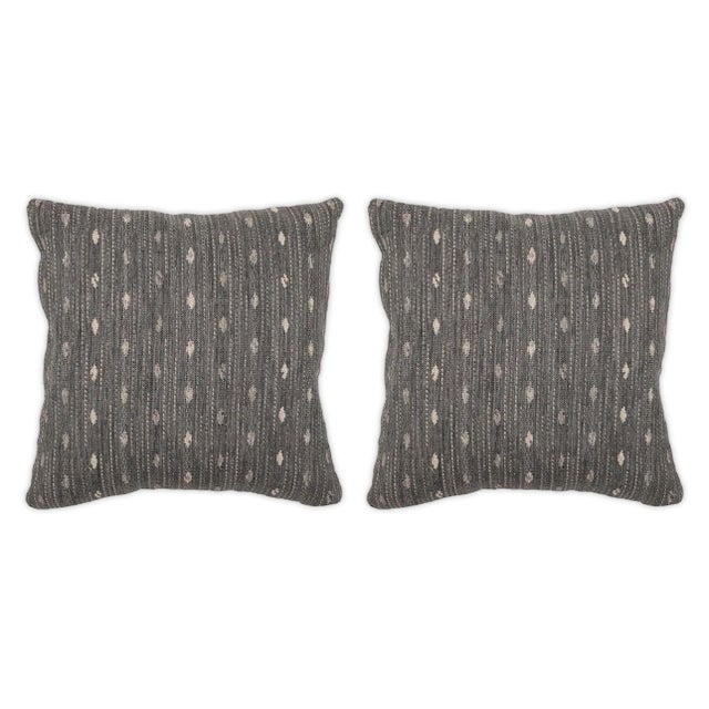 Transitional Drip Charcoal 20x20 Pillow, A Pair For Sale - Image 3 of 3
