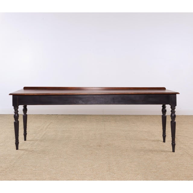 English Antique 92" Mahogany Serving Console Table With Ebonized Turned Legs, Circa 1880 For Sale - Image 3 of 5