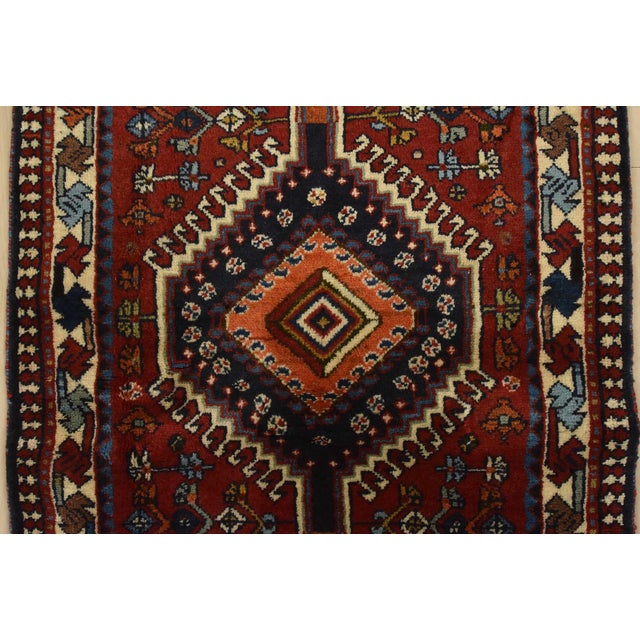 Yalameh Runner 2′ X 6’2” Red Wool Vintage Tribal Hand-Knotted Oriental Rug For Sale In Philadelphia - Image 6 of 10