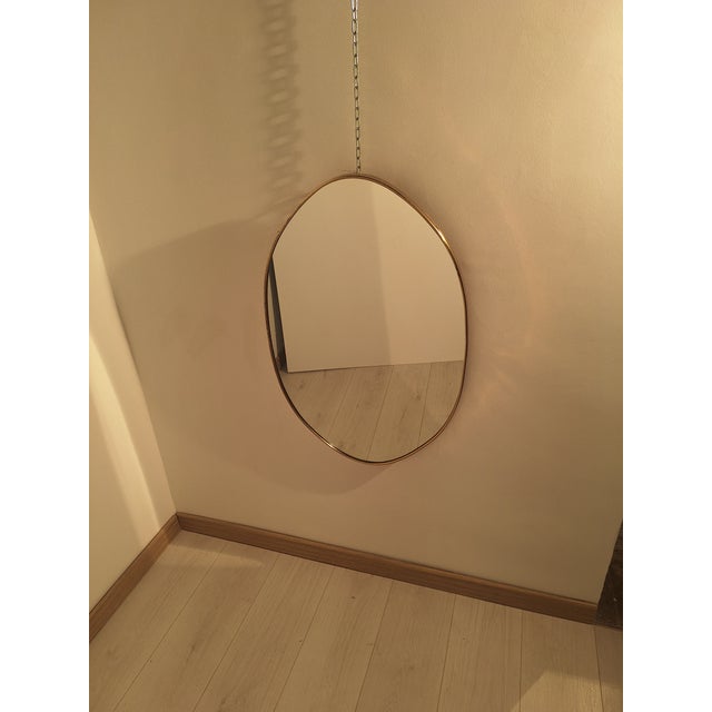 Mid-Century Modern Vintage Mirror with Oval Brass Frame, 1950s For Sale - Image 3 of 8