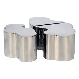 Irregular Shape Free Form Chrome Kate and Luca Bunching Coffee Table Set of 3 For Sale