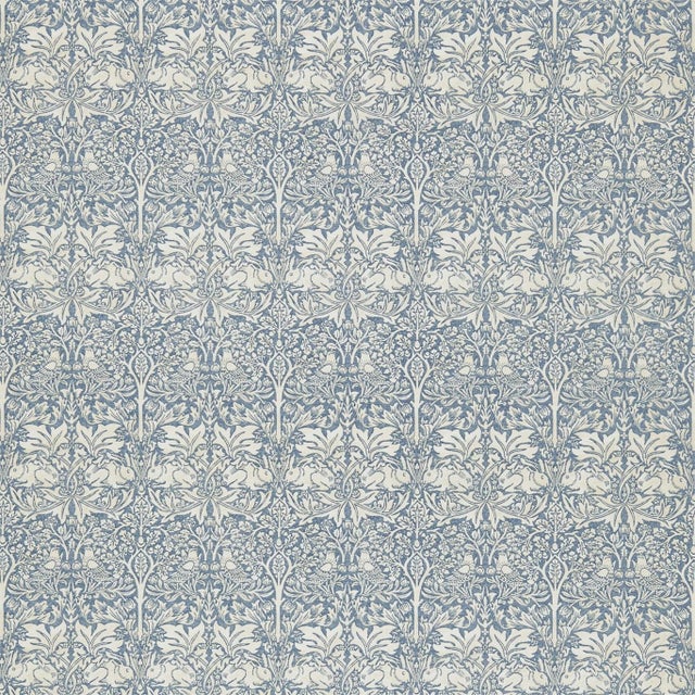 Morris & Co Brer Rabbit Fabric in Slate/Vellum For Sale