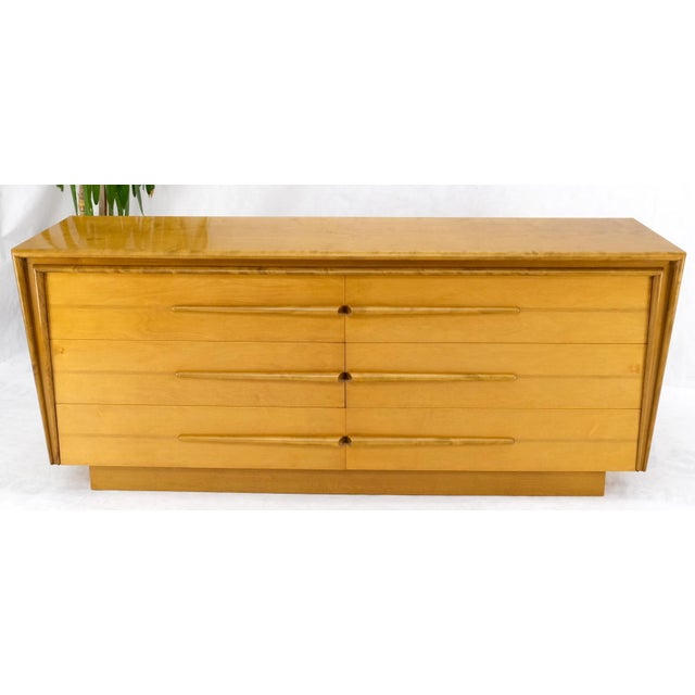 Saffron Lacquered Blond Birch 6 Drawer Swedish Mid-Century Modern Dresser Credenza Mint For Sale - Image 8 of 15