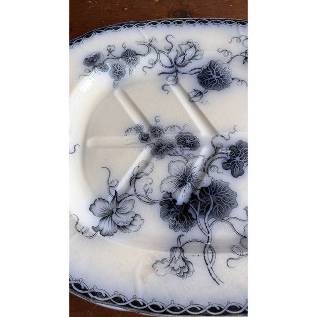 Farmhouse Antique Staffordshire Aesthetic Period Flow Mulberry "Aliwal" Pattern Tree in the Well Meat Platter, Circa 1870 For Sale - Image 3 of 12