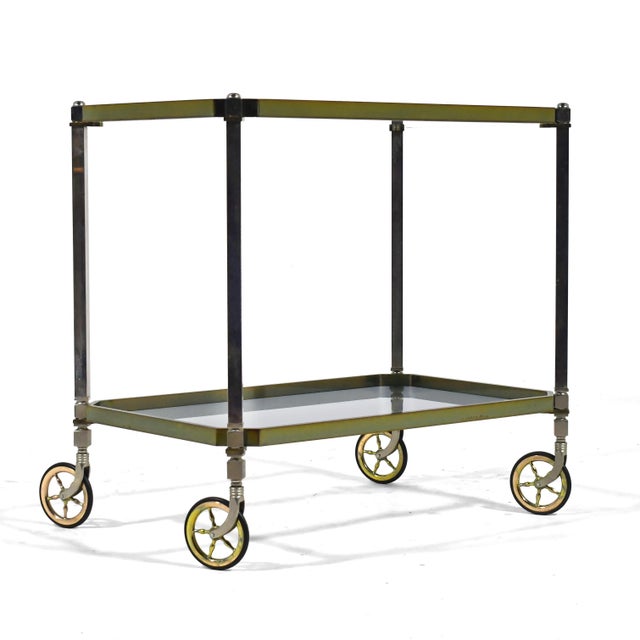 Mid 20th Century Brass and Chrome Serving Cart For Sale In Chicago - Image 6 of 11
