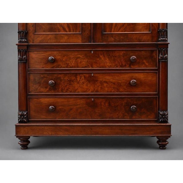 William IV Flame Mahogany Linen Press, 1830 For Sale - Image 6 of 9