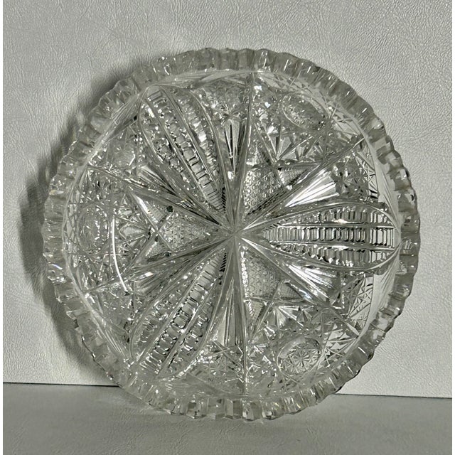 Antique American Brilliant Cut Glass Bowl With Starburst & Hobstar Motif For Sale - Image 10 of 10