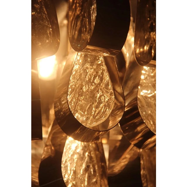 Steel & Glass Waterfall Ceiling Lamp, 1970s For Sale - Image 9 of 18