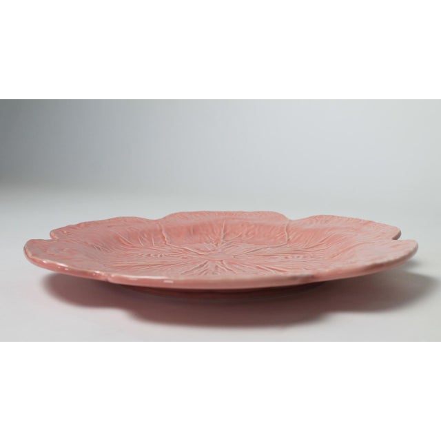 Late 20th Century Bordallo Pinheiro Pink Cabbage Leaf Charger Plate For Sale - Image 5 of 8