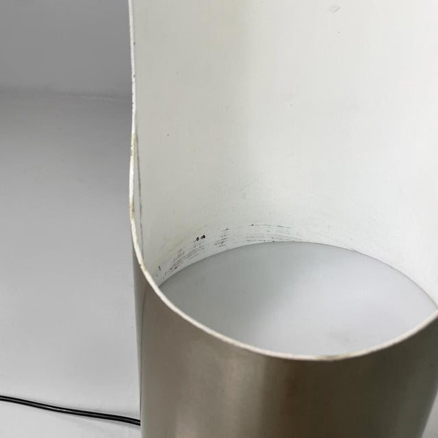 Italian Space Age Round Floor Lamp in Metal with White Interior, 1970s For Sale - Image 14 of 18