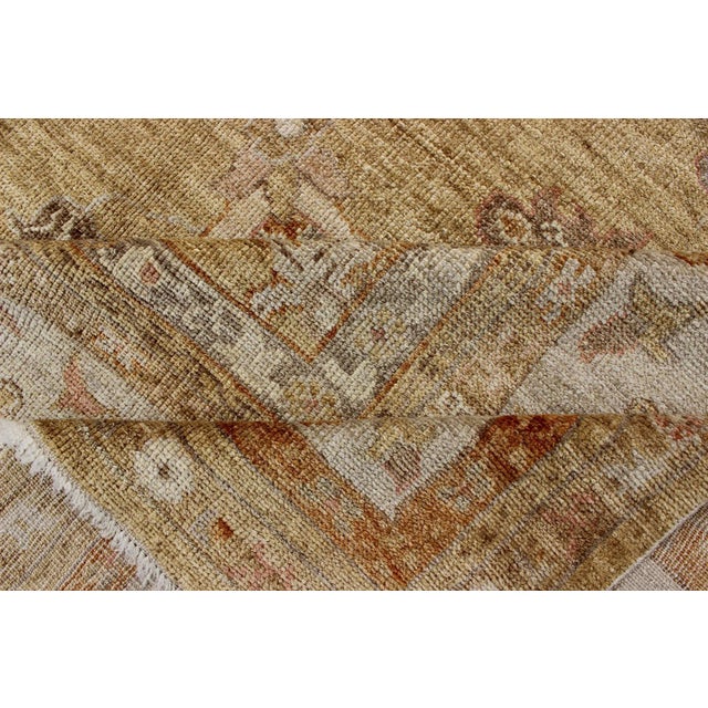 Large Angora Oushak Turkish Rug in Warm Colors of Taupe Soft Gold Brown Cream For Sale - Image 11 of 12