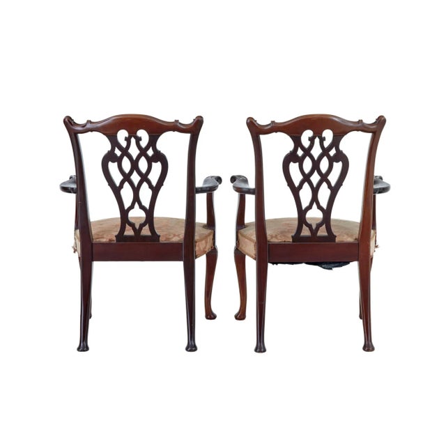 Set of Early 20th Century Chippendale Revival Armchairs, 1920s For Sale - Image 6 of 9