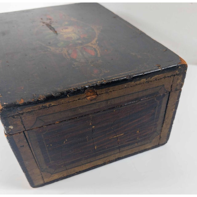 19th Century American Folk Art Grain Painted Document Box With Decoration For Sale - Image 18 of 18