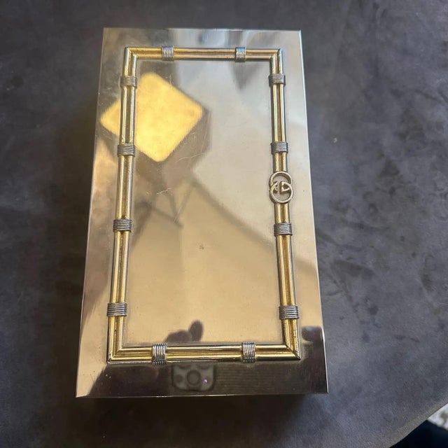 1980s Modern Silver Plated and Brass Luxury Box by Gucci For Sale - Image 9 of 17
