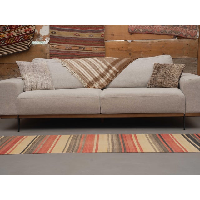 1970s Vintage Handmade Wool Cotton Beige Area Rug For Sale - Image 4 of 11