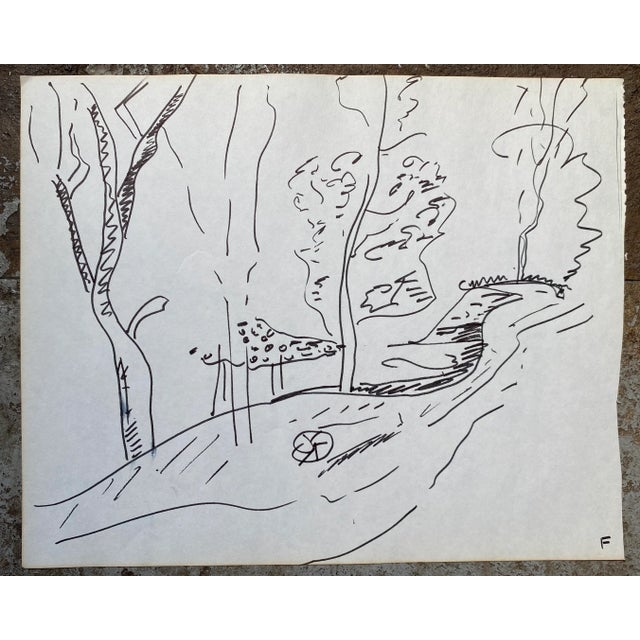 Landscape drawing by Vermont artist Frank Wallace (1915/18-2003). Wallace was born in Toledo, Ohio and grew ip in...