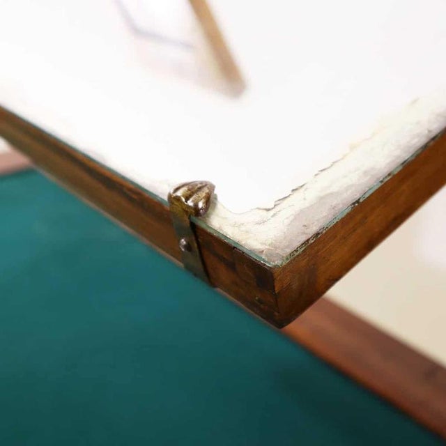 Wooden Vanity Table with Mirror and Green Fabric Top For Sale - Image 10 of 14