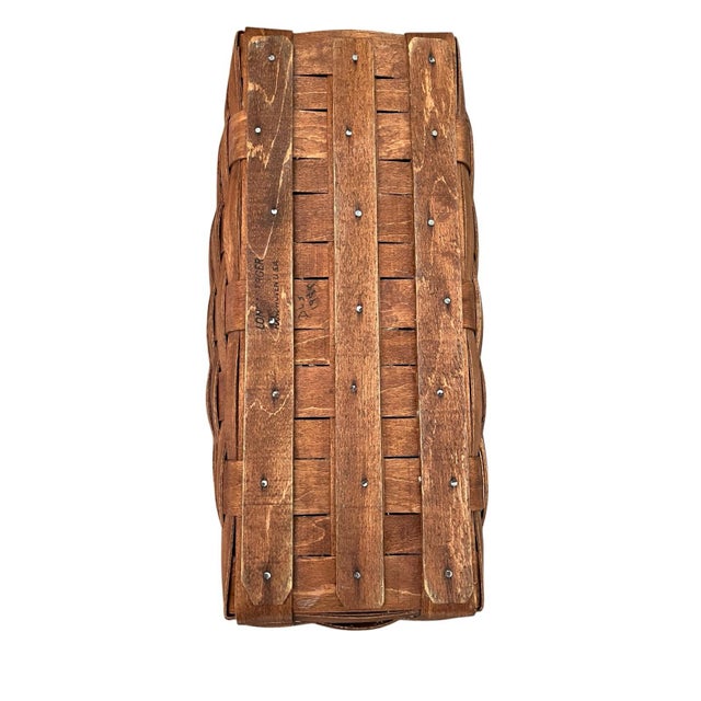 Vintage Longaberger Handwoven Maple Wood Basket Brown Farmhouse Rustic Traditional For Sale - Image 4 of 8