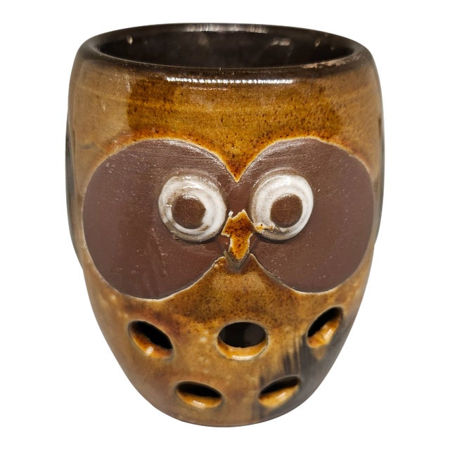 Vintage Otagiri Stoneware Owl Candle Holder For Sale