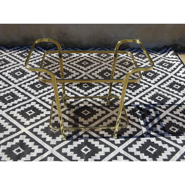 Rolling Serving Cart in Gilded Metal and Glass, 1980s For Sale - Image 17 of 17