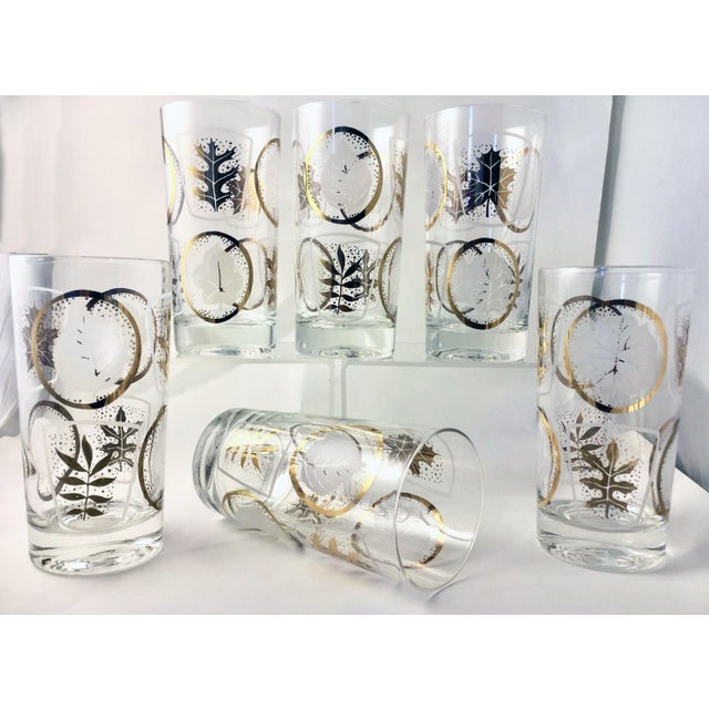 Metal 1950s Gilt Fronds Highball Glass - Set of 6 For Sale - Image 7 of 7