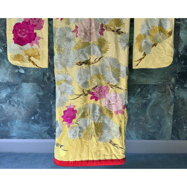 Japonisme Vintage Japanese Ceremonial Wedding Kimono with Embroidery Designs For Sale - Image 3 of 13