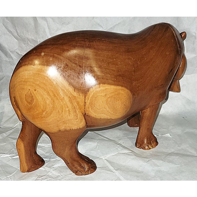 1970s Solid Carved Teak Hippopotamus Figurine For Sale - Image 4 of 6