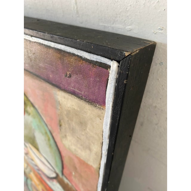 1990s Tyka "Fish Caffe" Abstract Oil Painting on Linen 1995 For Sale - Image 5 of 6