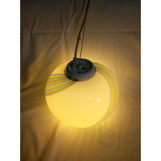 White Swirl Murano Glass Pendant Lamp from F. Fabbian, 1970s For Sale - Image 8 of 17