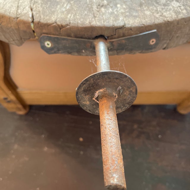 Brown Large 4’7” Mid Century Modern Wooden Wheel Sculpture Attributed to Early Studio of Noah Purifoy , Los Angeles Pedigree For Sale - Image 8 of 9