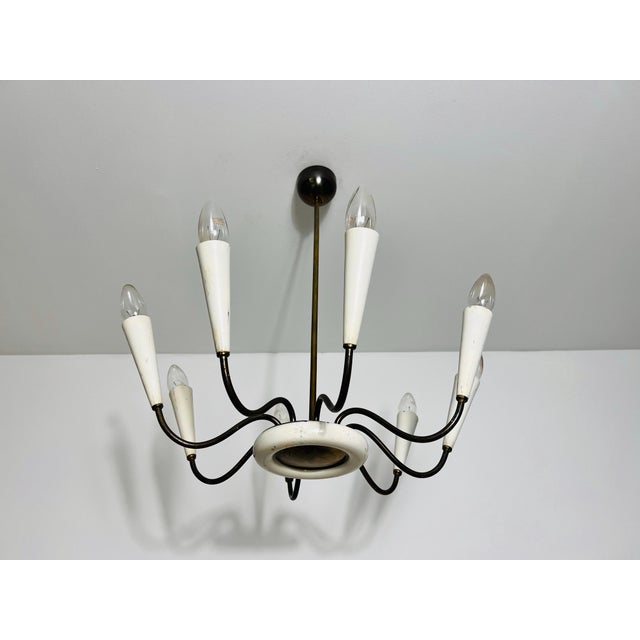 1950s Mid-Century Brass 8-Arm Sputnik Chandelier, 1950s, Italy For Sale - Image 5 of 10