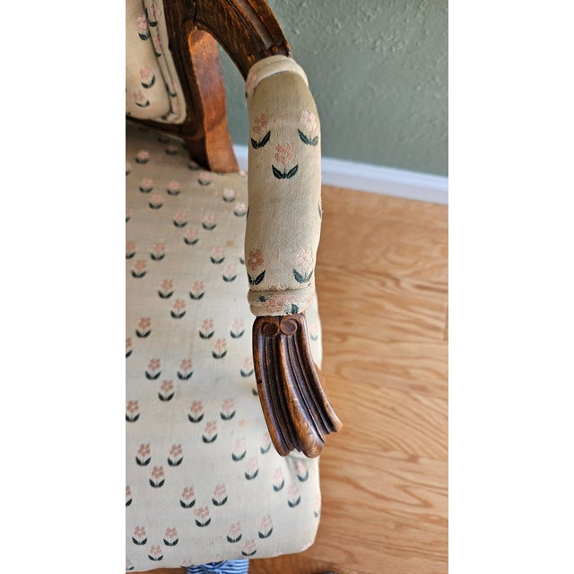 1940s Carved French Louis XV Armchair with Delicate, Floral Pattern For Sale - Image 9 of 12