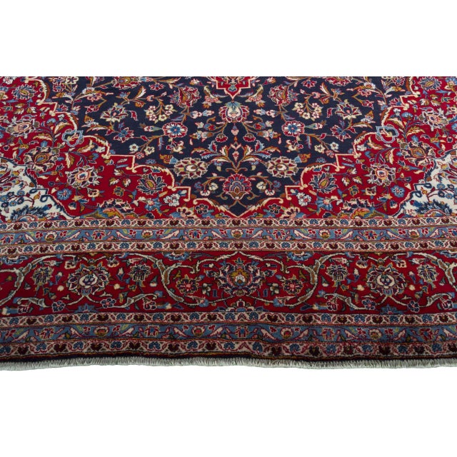 Blue Hand-Knotted Kashan Cork Oriental Rug For Sale - Image 8 of 13