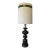 Vintage Oversized Green and Gold Carved Table Lamp With Drum Shade For Sale