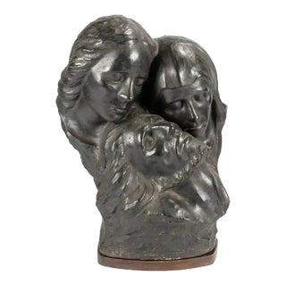 19th Century Monumental Stoneware Sculpture of the the Holy Family Consists of the Child Jesus, the Virgin Mary and Saint Joseph For Sale