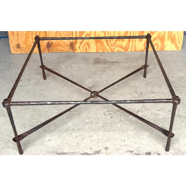 Modern Hand-Hammered Iron Coffee Table, Giovanni Banci for Hermès Italy, Late 20th century Two pieces: the wrought Iron...