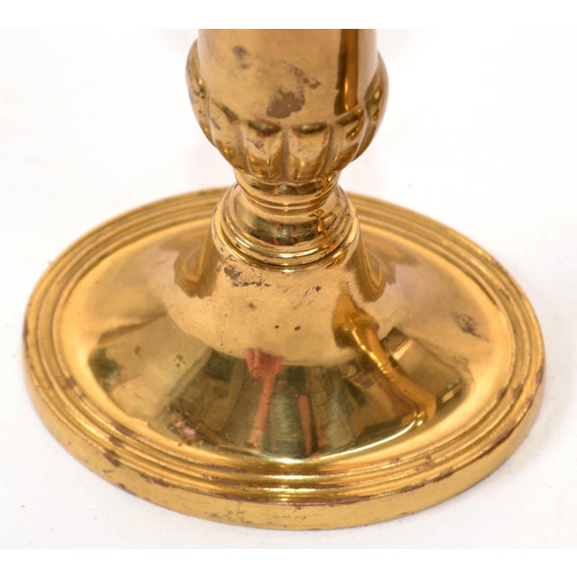 Metal 1950s English Traditional Brass Candle Holders, Pair For Sale - Image 7 of 12