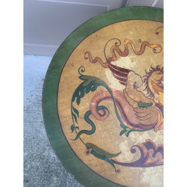 Wood Antique Regency Allegorical Flip Top Green Painted Walnut Side Table For Sale - Image 7 of 14