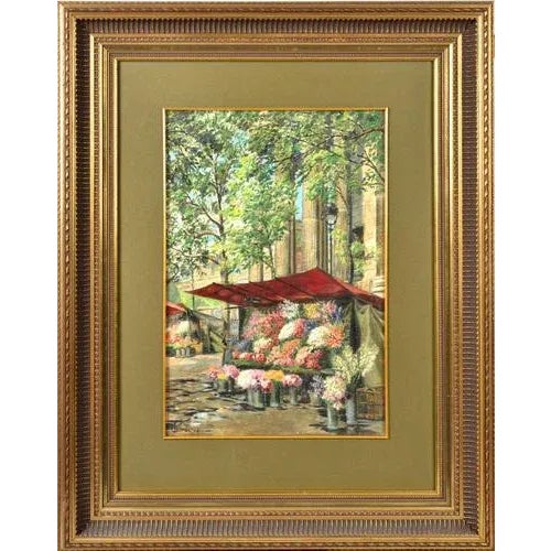 Flower Market, Oil on Board, 20th Century For Sale - Image 4 of 4