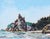 Rialto Beach II, WA by Carrie Goller | Oil and Cold Wax on Wood Panel Coastal landscape with rock formations. For Sale