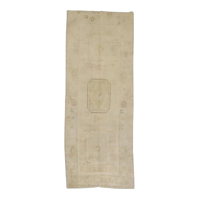 Vintage Zabihi Collection Pale Turkish Oushak Wide Runner - 4'8" x 12'4" For Sale