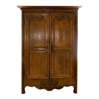 Antique French Carved Oak Armoire For Sale