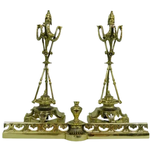 Pair of Chenets or Andirons With a Decorative Eagle Finial Top, 19th Century