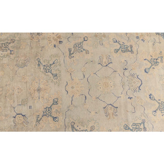 Textile Antique Turkish Oushak Rug For Sale - Image 7 of 9